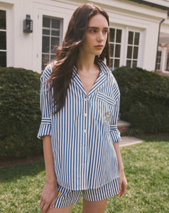 Noa Top in Optic White/French Blue Stripe