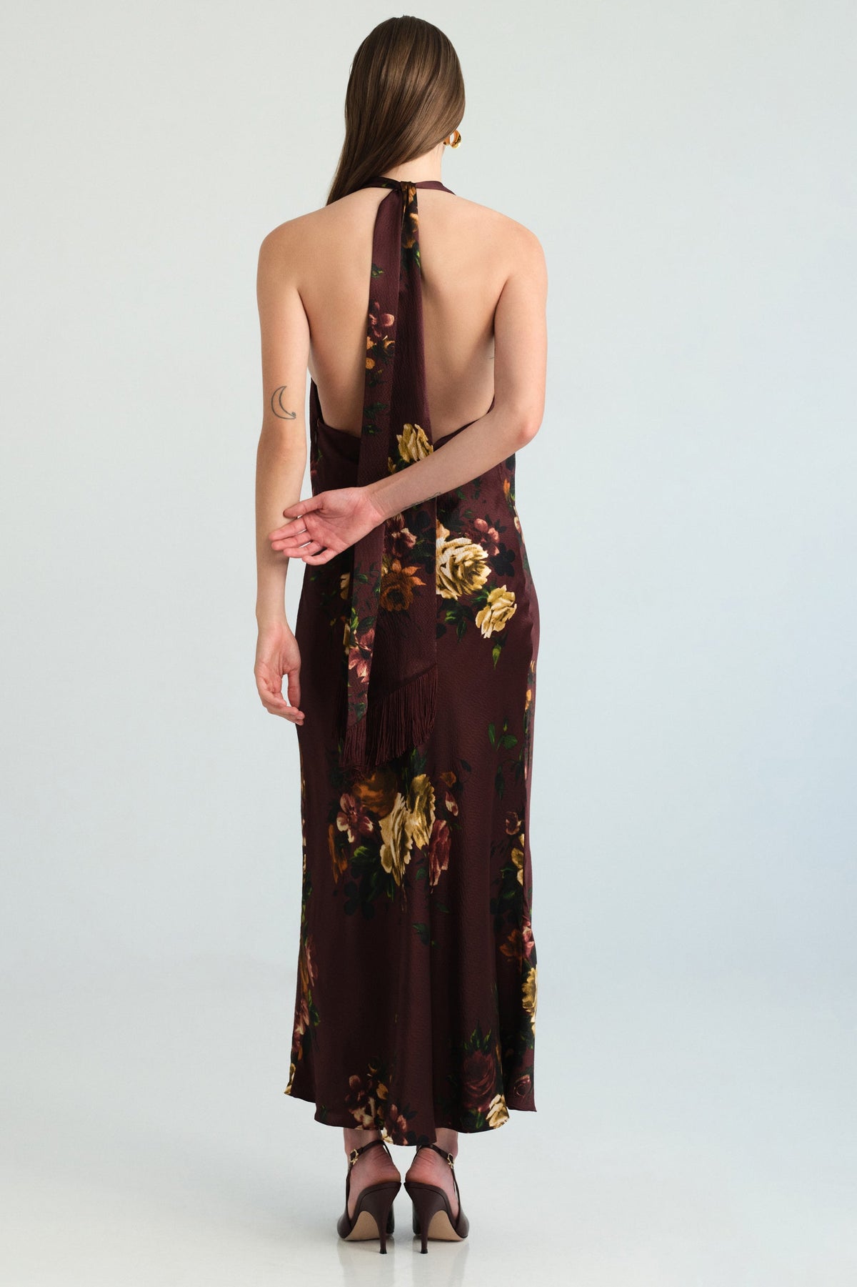 Fara Dress in Ariana Flora Merlot