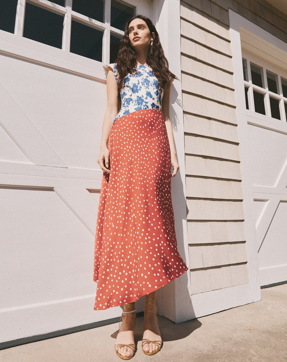 Violeta Dress in Cream/French Blue Multi