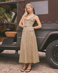 Solene Dress in Dark Khaki/Black Multi