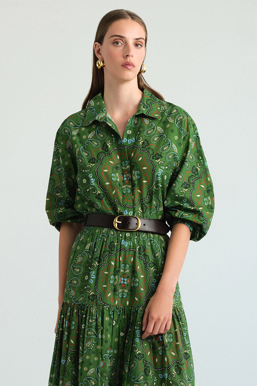 Rumson Top in Bandana Green