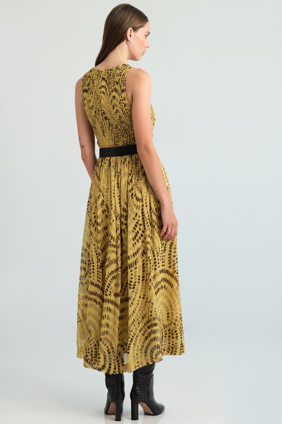 Vesper Midi Dress in Veneta Arc Yellow