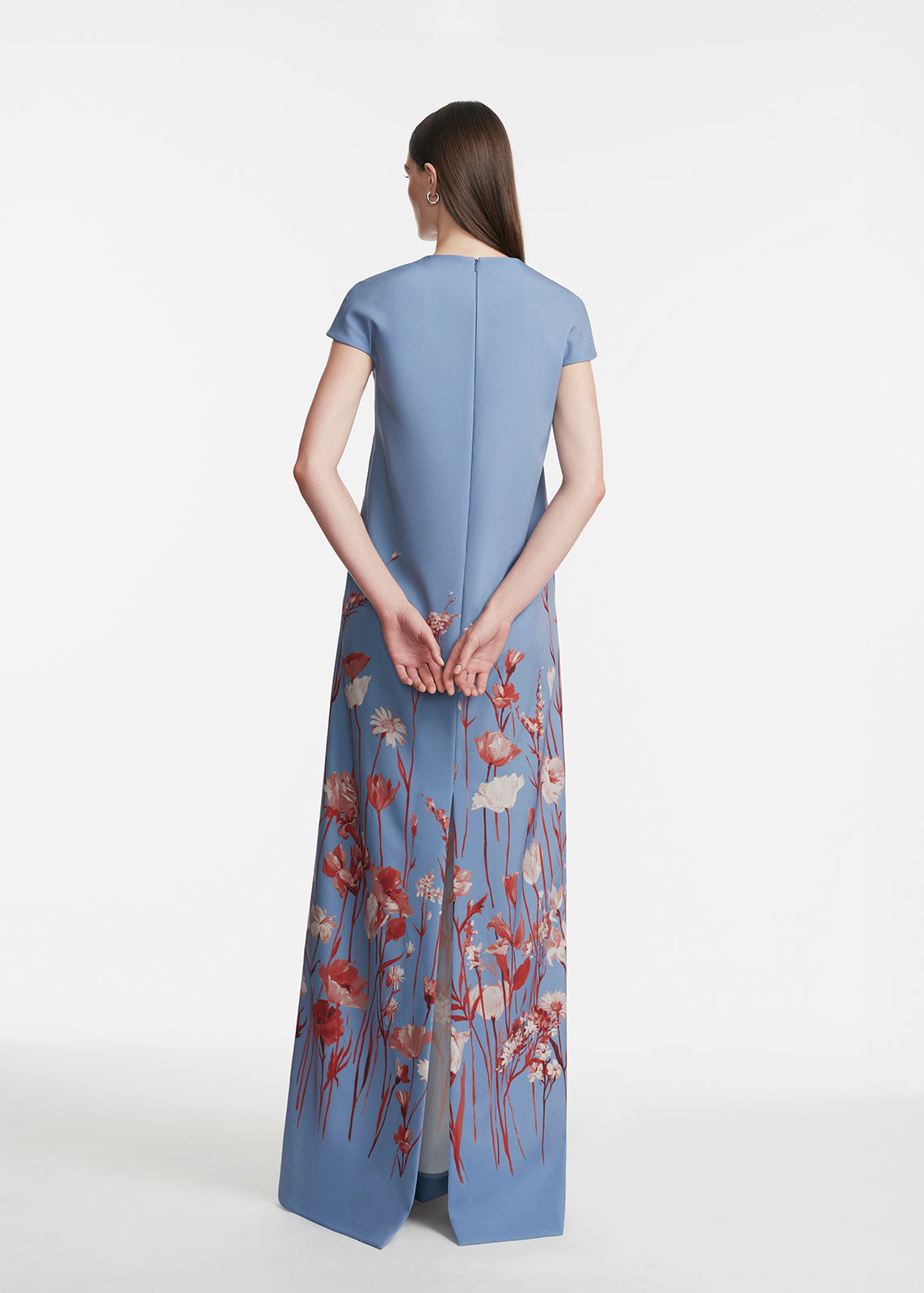 Floral Crepe Augusta Gown in Cornflower Multi