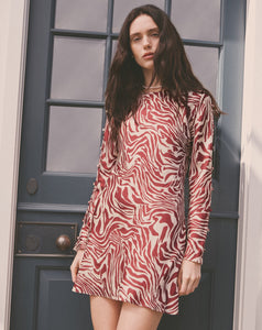 Demi Dress in Redwood/Cream Multi