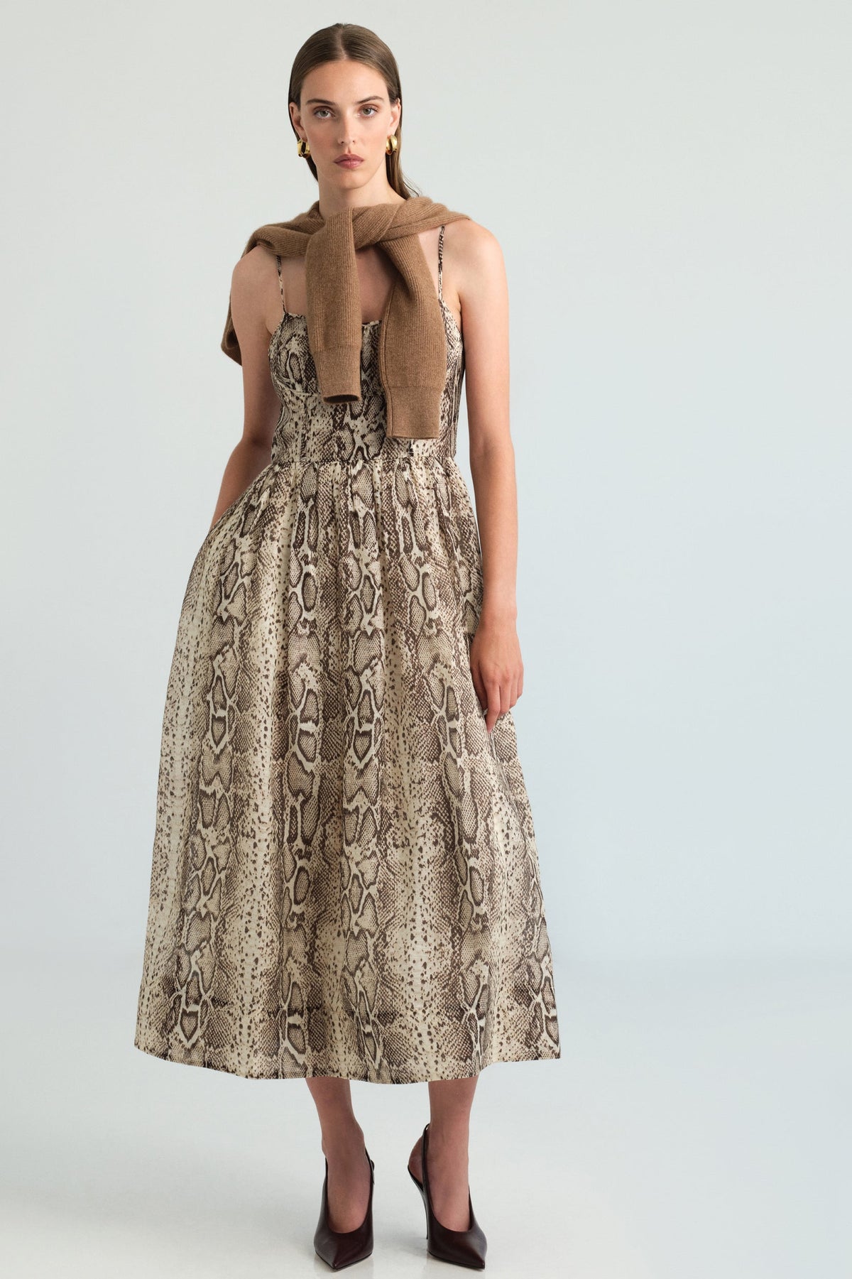 Alba Midi Dress in Classic Snake Grey