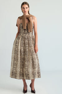 Alba Midi Dress in Classic Snake Grey