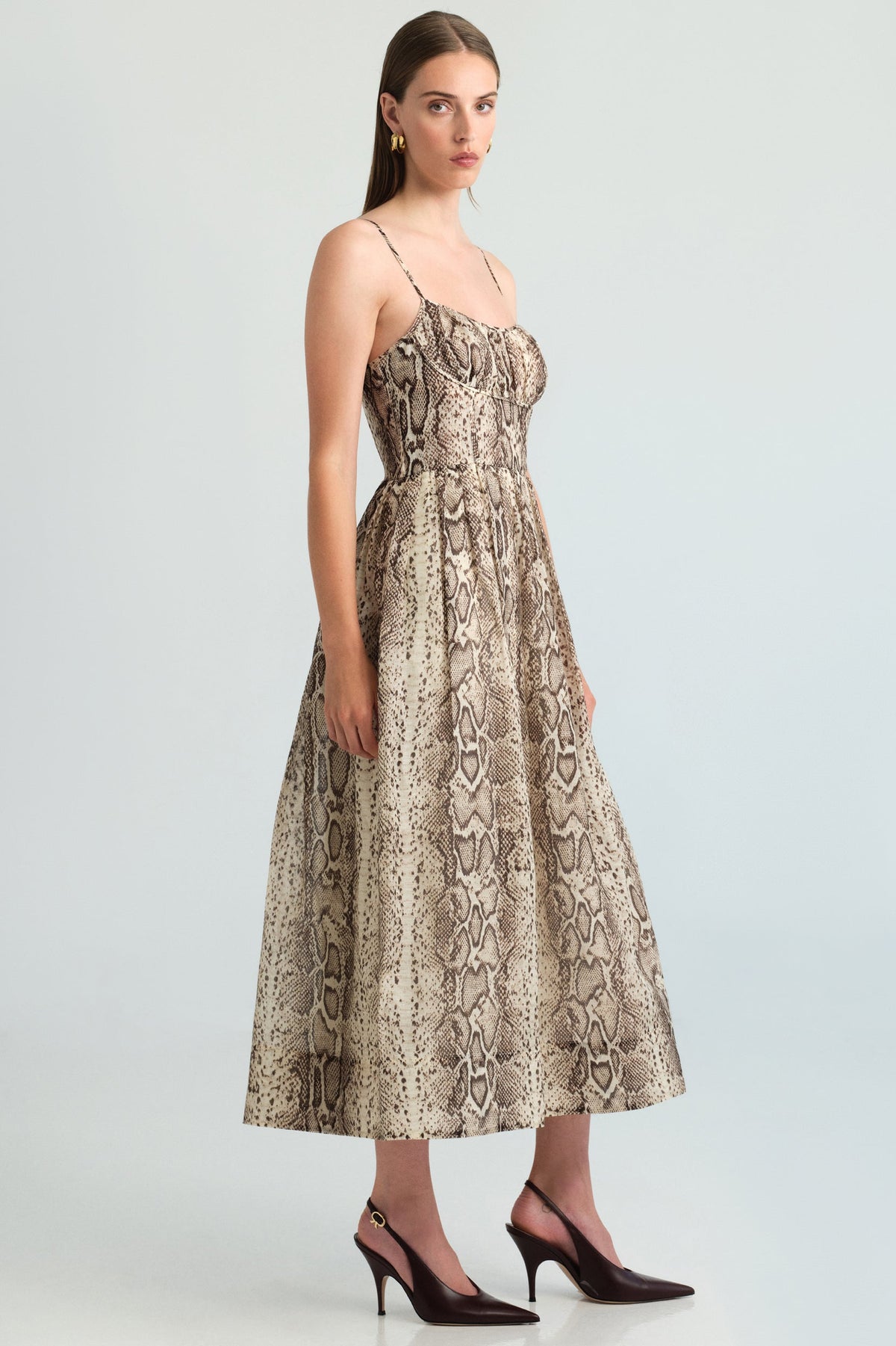 Alba Midi Dress in Classic Snake Grey