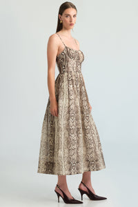 Alba Midi Dress in Classic Snake Grey