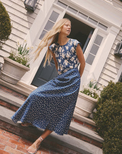 Violeta Dress in French Blue/Cream Multi