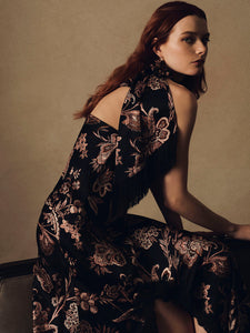 Fara Top in Linden Bloom Black