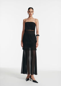 Macrame Lace Maxi Skirt in Black