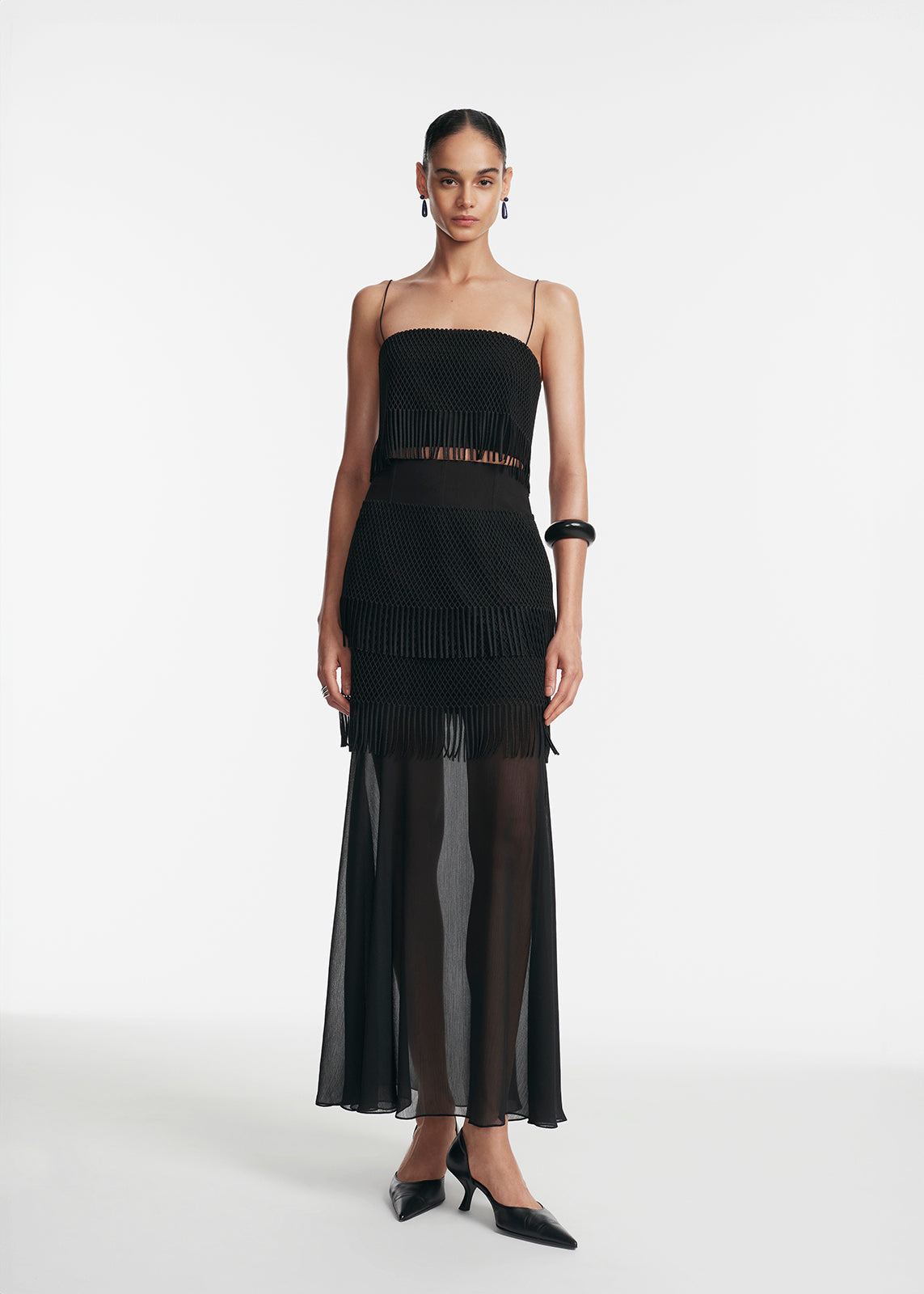 Macrame Lace Cropped Top in Black