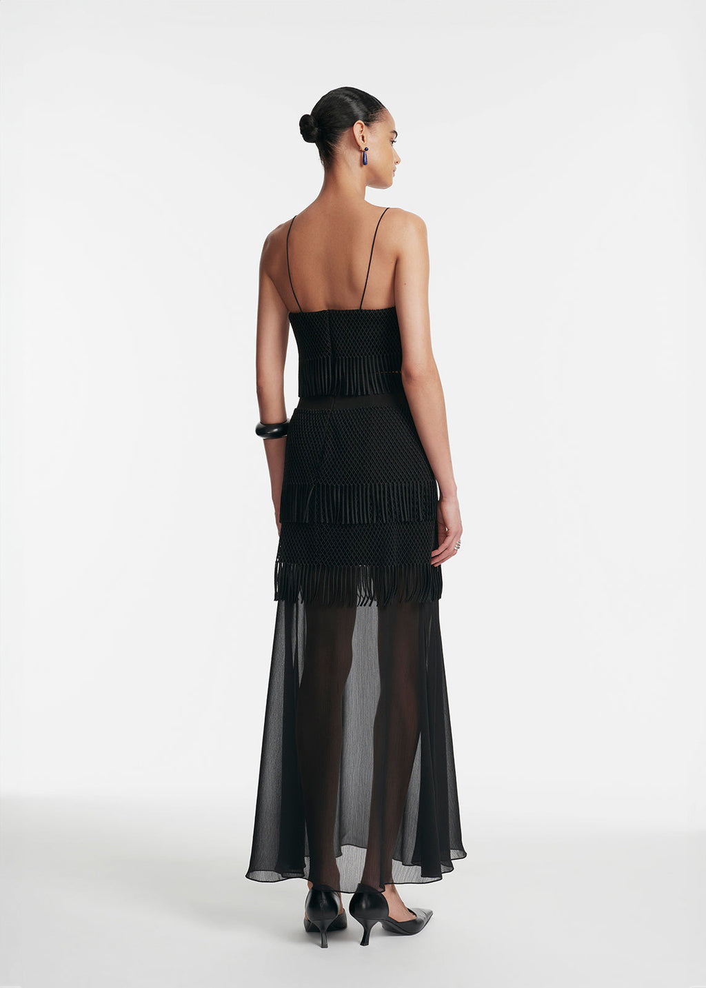 Macrame Lace Maxi Skirt in Black