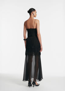 Macrame Lace Maxi Skirt in Black