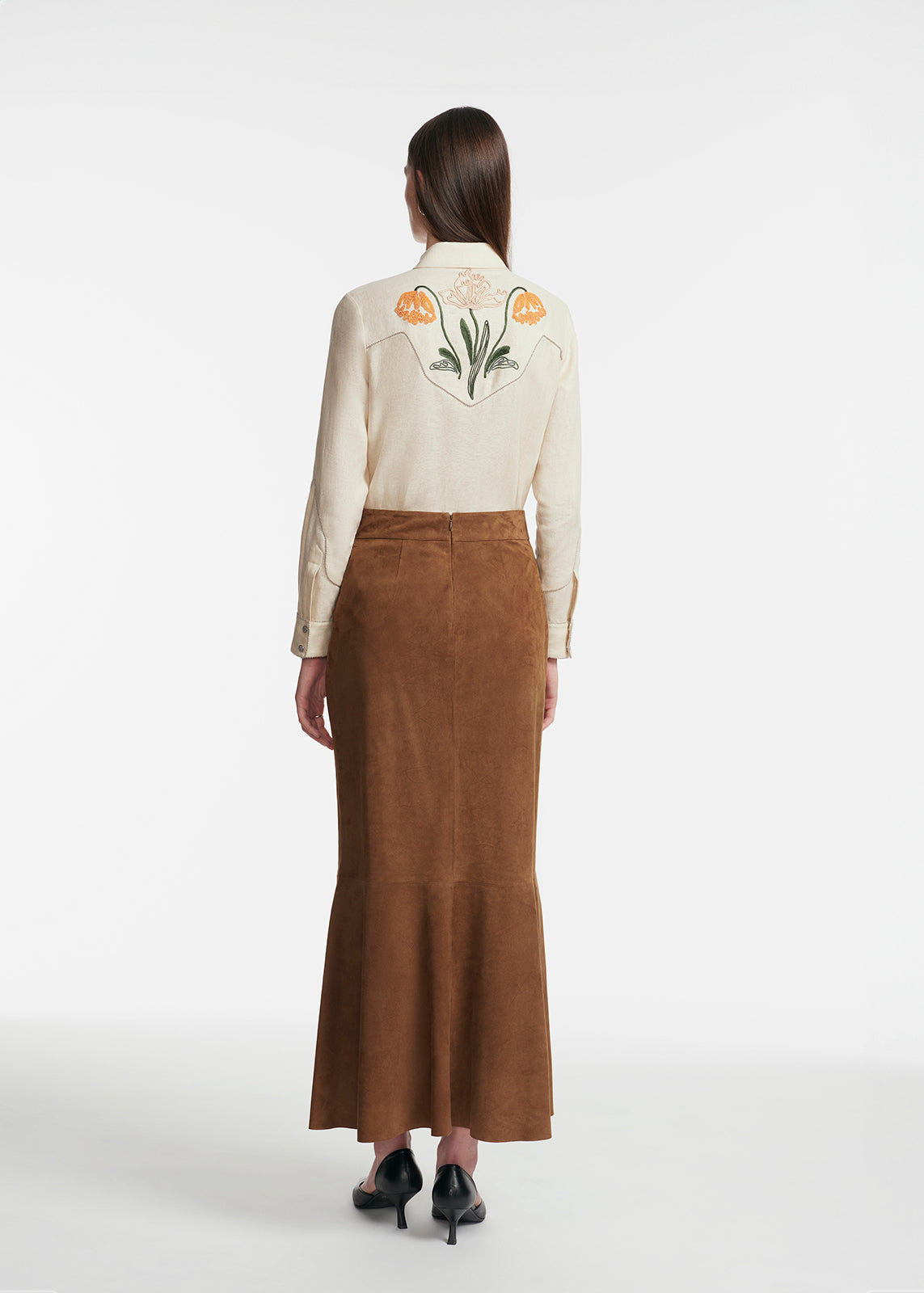 Suede Tulip Skirt in Cedar