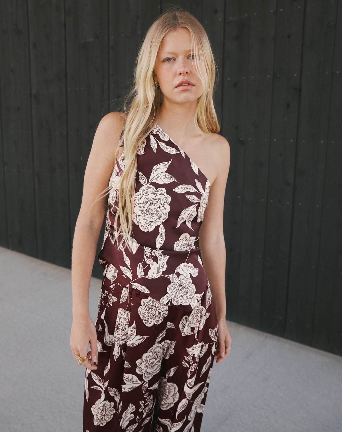 Brigid Top in Deep Redwood Multi