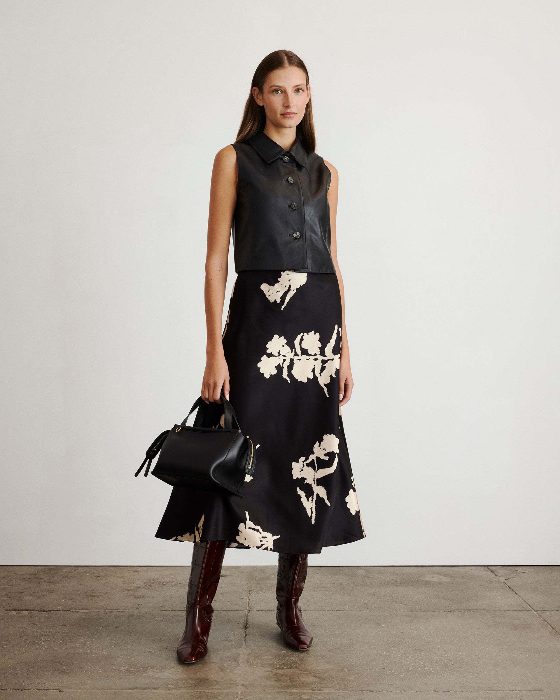 Beth Skirt in Dark Fig & Cream Multi