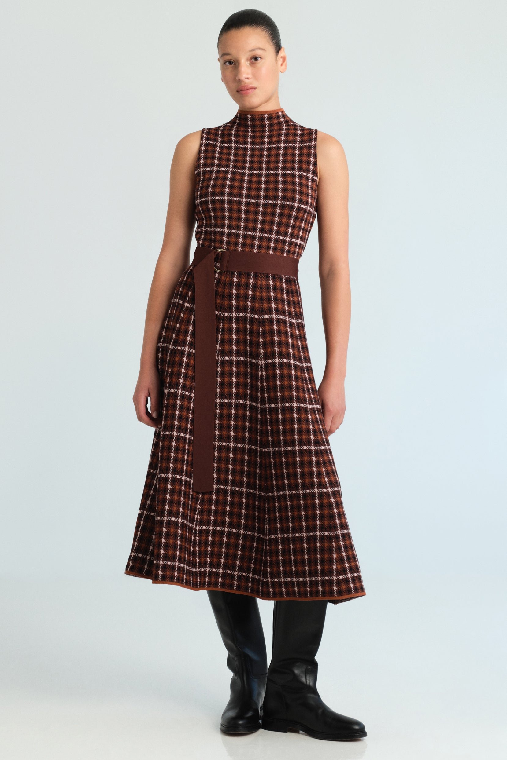 Brice Dress in Classic Check Brown