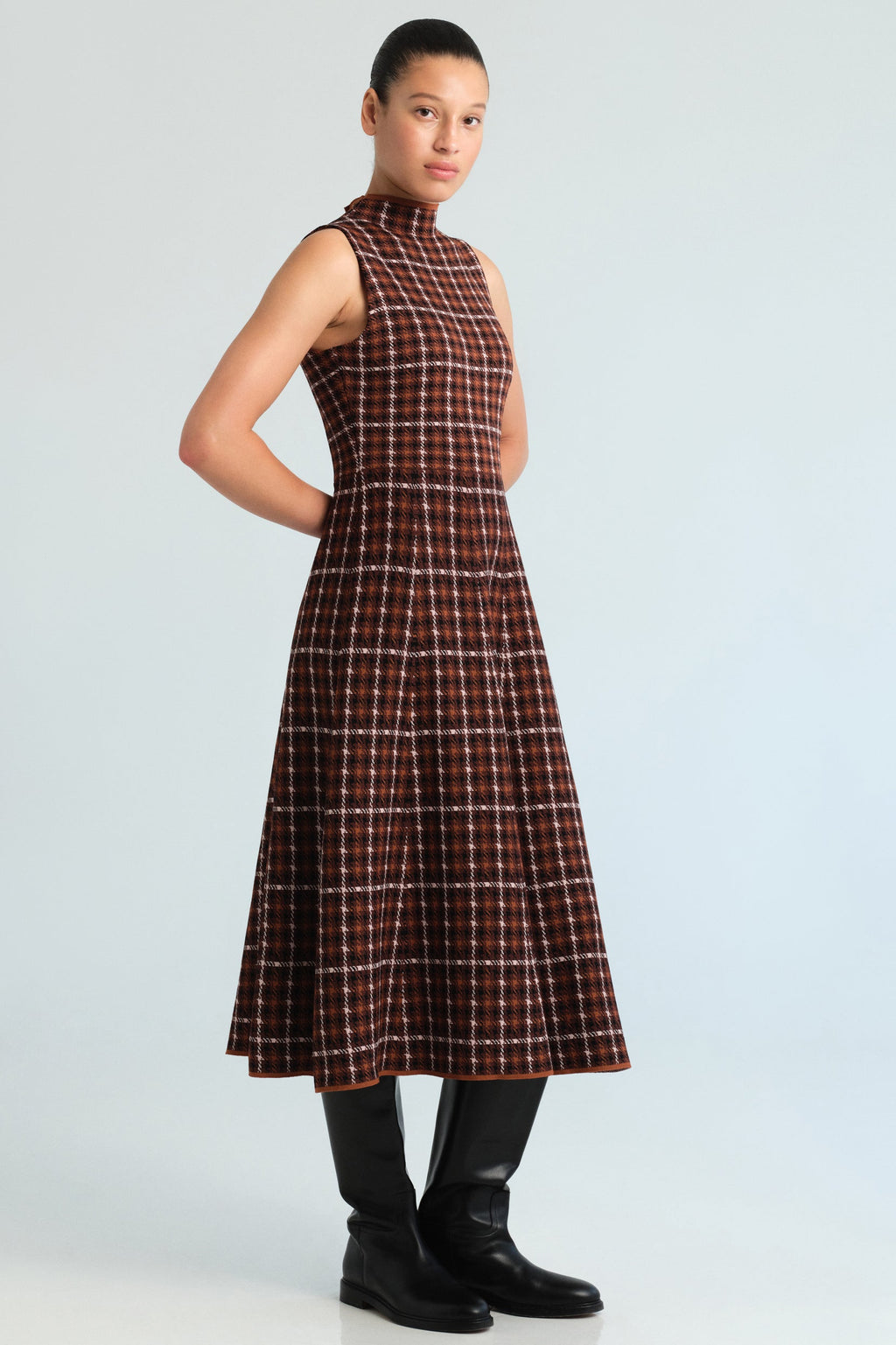 Brice Dress in Classic Check Brown