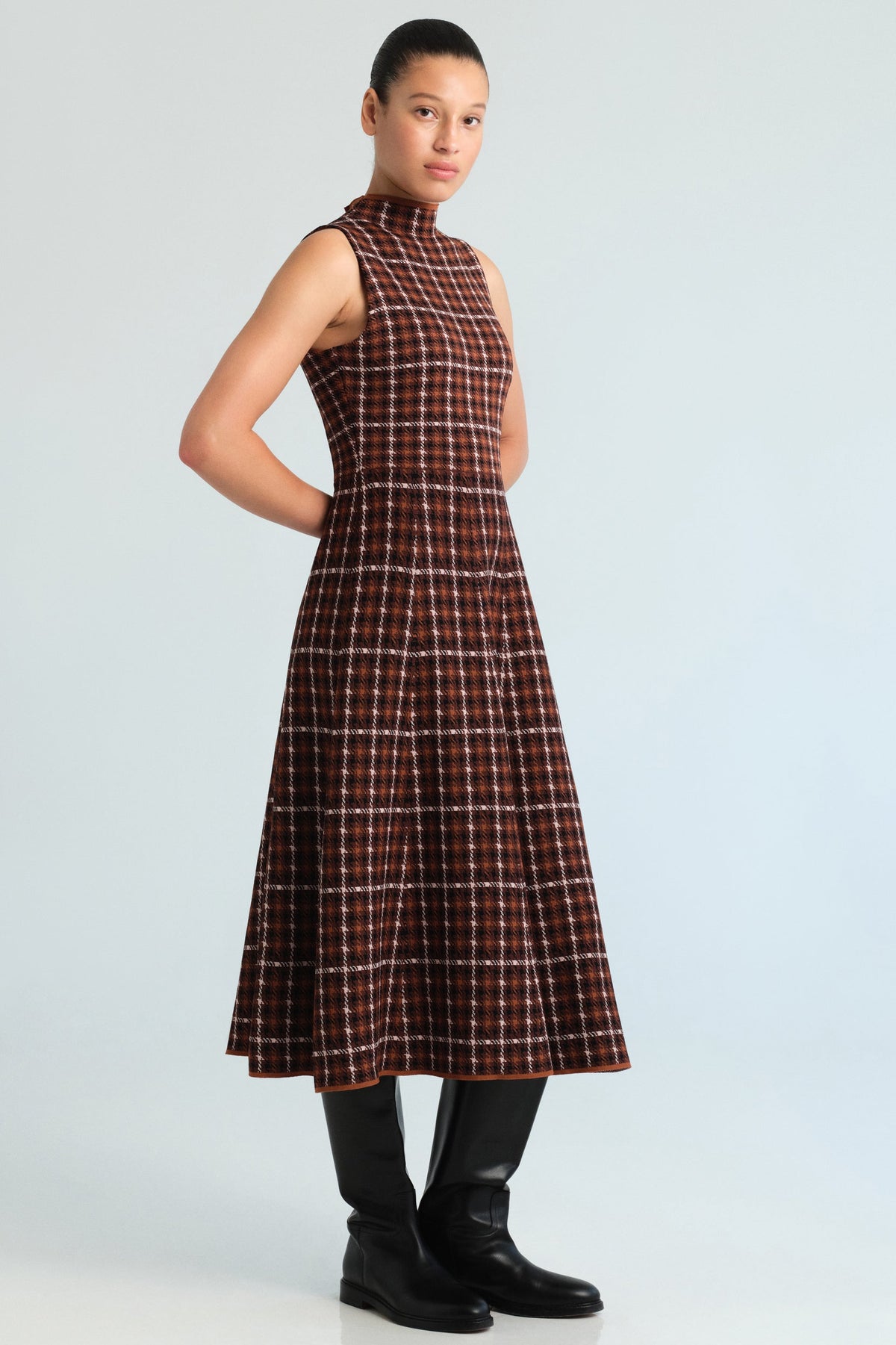 Brice Dress in Classic Check Brown