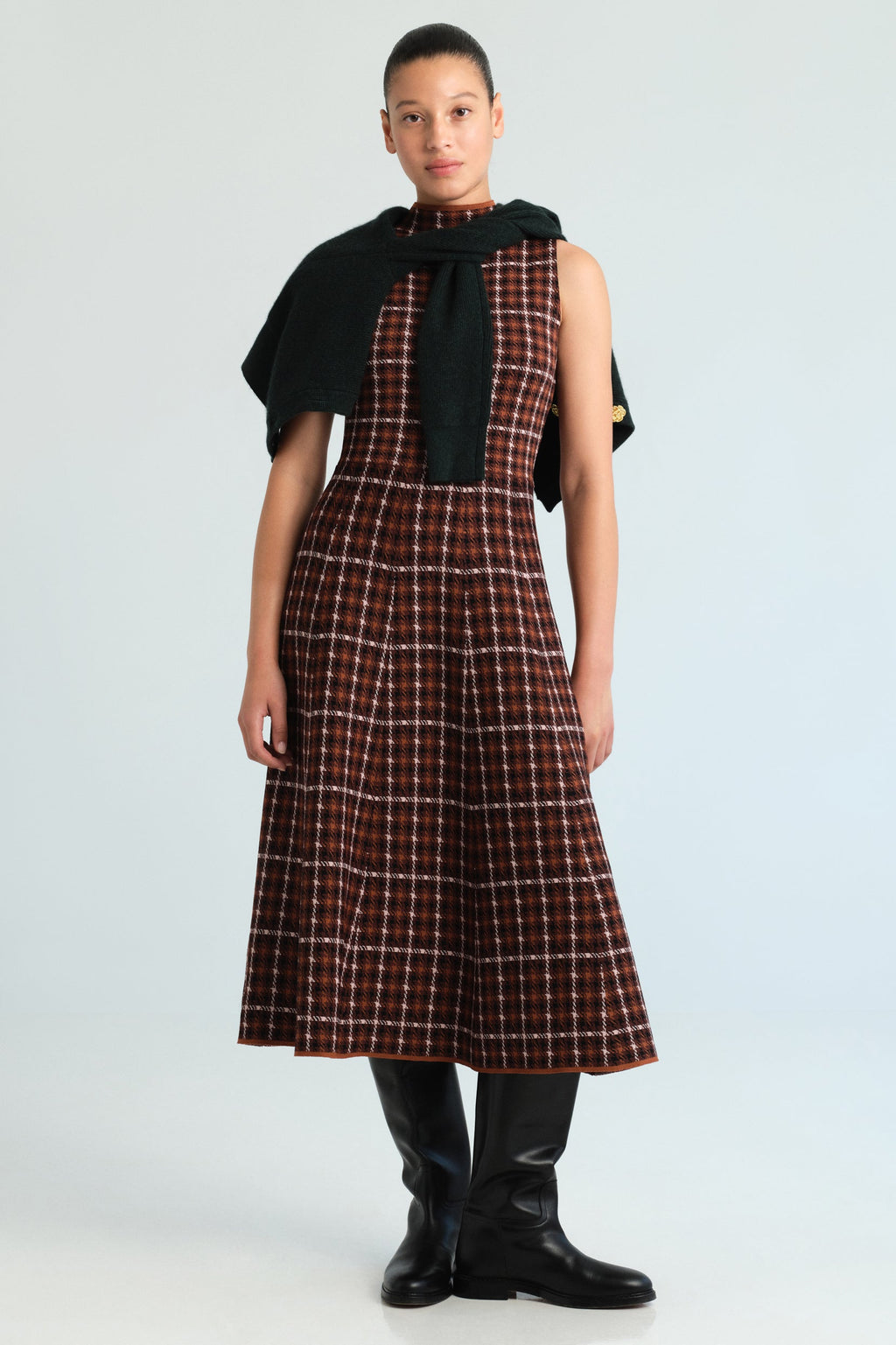 Brice Dress in Classic Check Brown