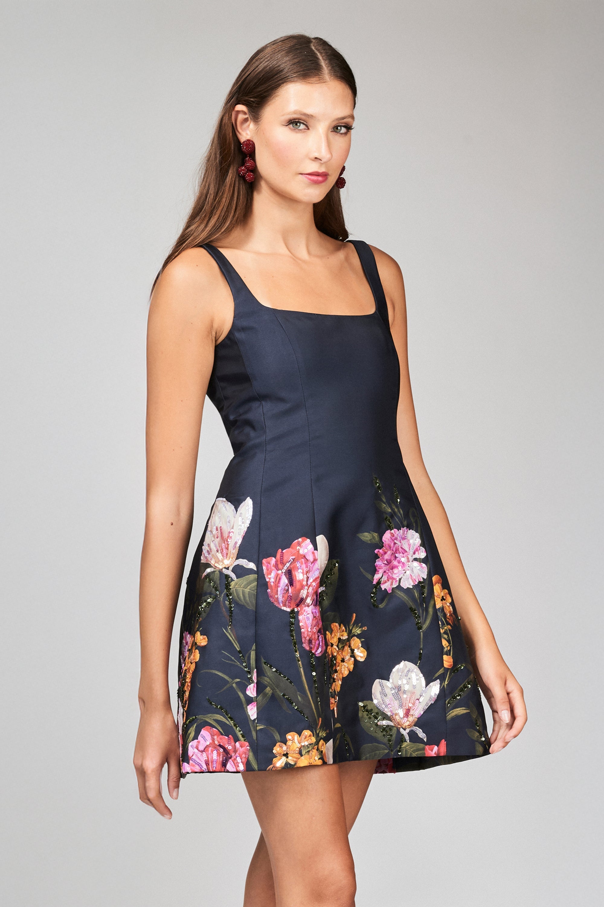 Caroline Dress Dark Midnight Garden