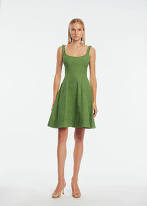 Stretch Denim Seamed Dress in Cactus