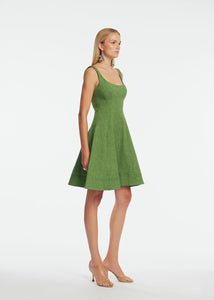 Stretch Denim Seamed Dress in Cactus