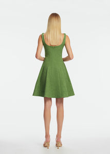 Stretch Denim Seamed Dress in Cactus