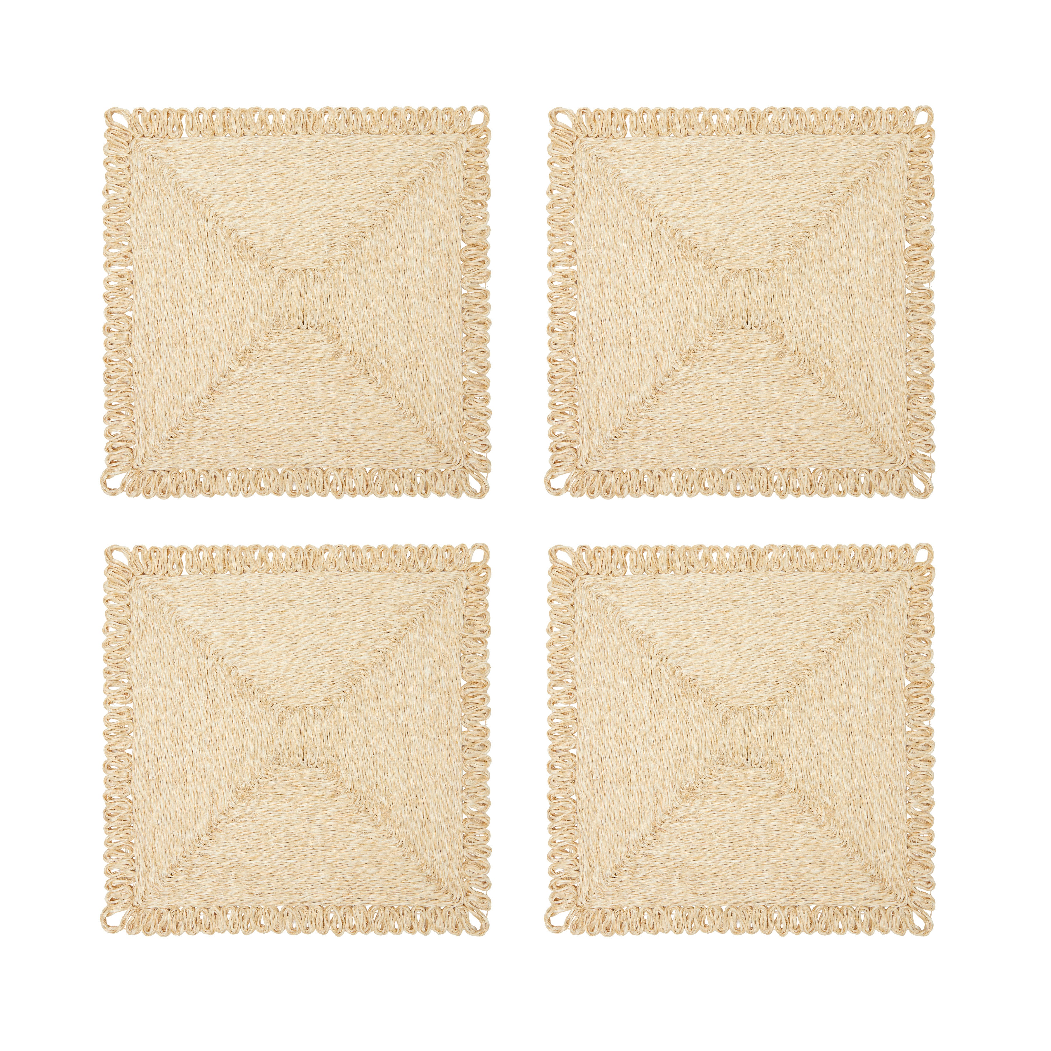 Loopy Square Placemat in Natural, Set of 4