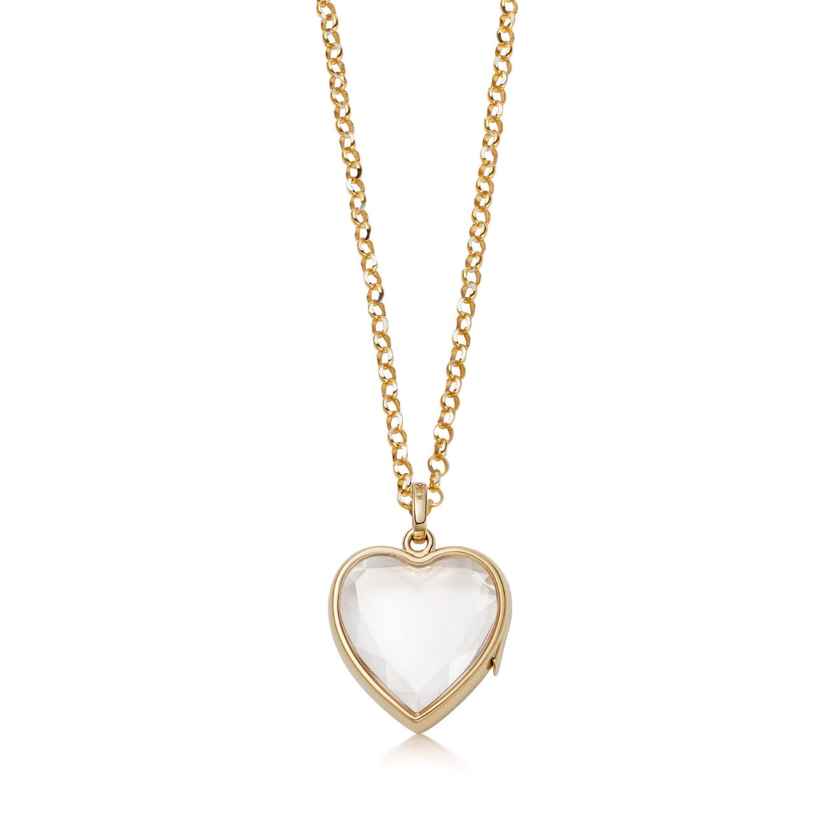 Medium Heart Shape Locket Pendant on Adjustable Rolo Gold Chain