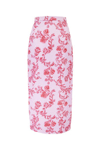 Lorelei Skirt In Pink Floral Damask Taffeta Faille front shot  | Emilia Wickstead