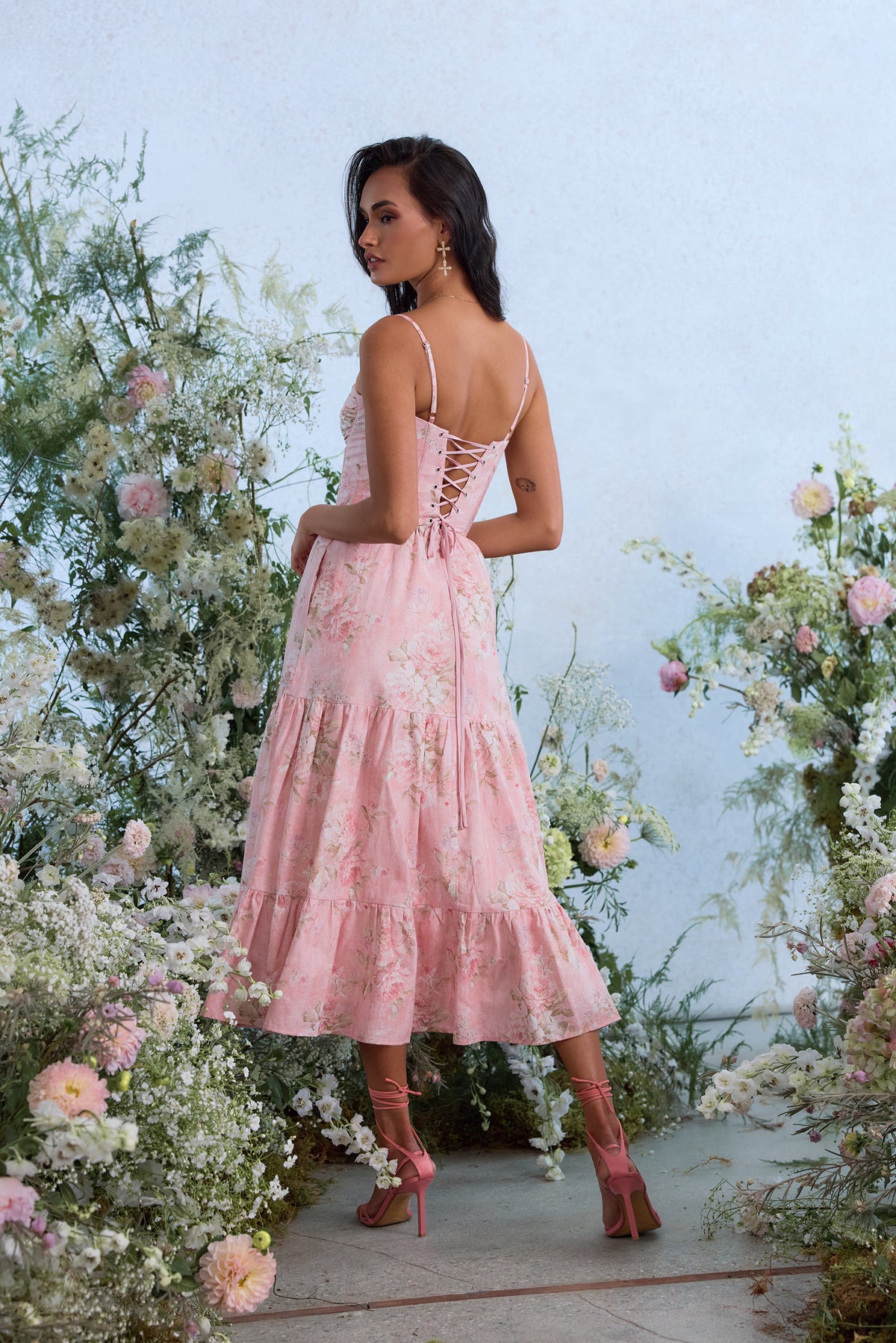 The Lorenza Dress in Light Pink Tapestry Rose