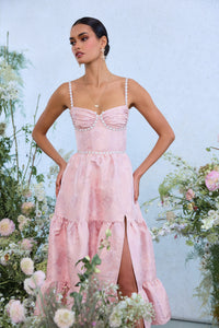 The Lorenza Dress in Light Pink Windsor Brocade