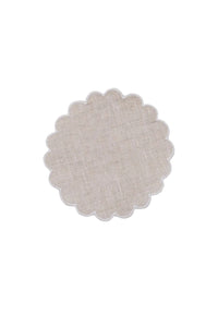Bilbao Linen Coasters in Beige with White, Set of 6