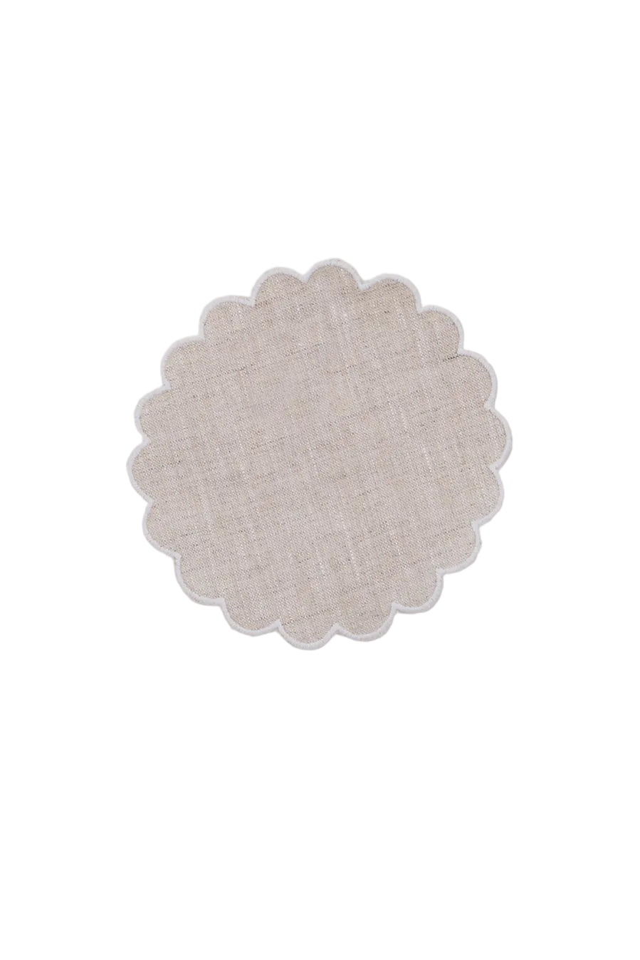 Zurbano Linen Coasters in Natural Linen with Off White, Set of 6