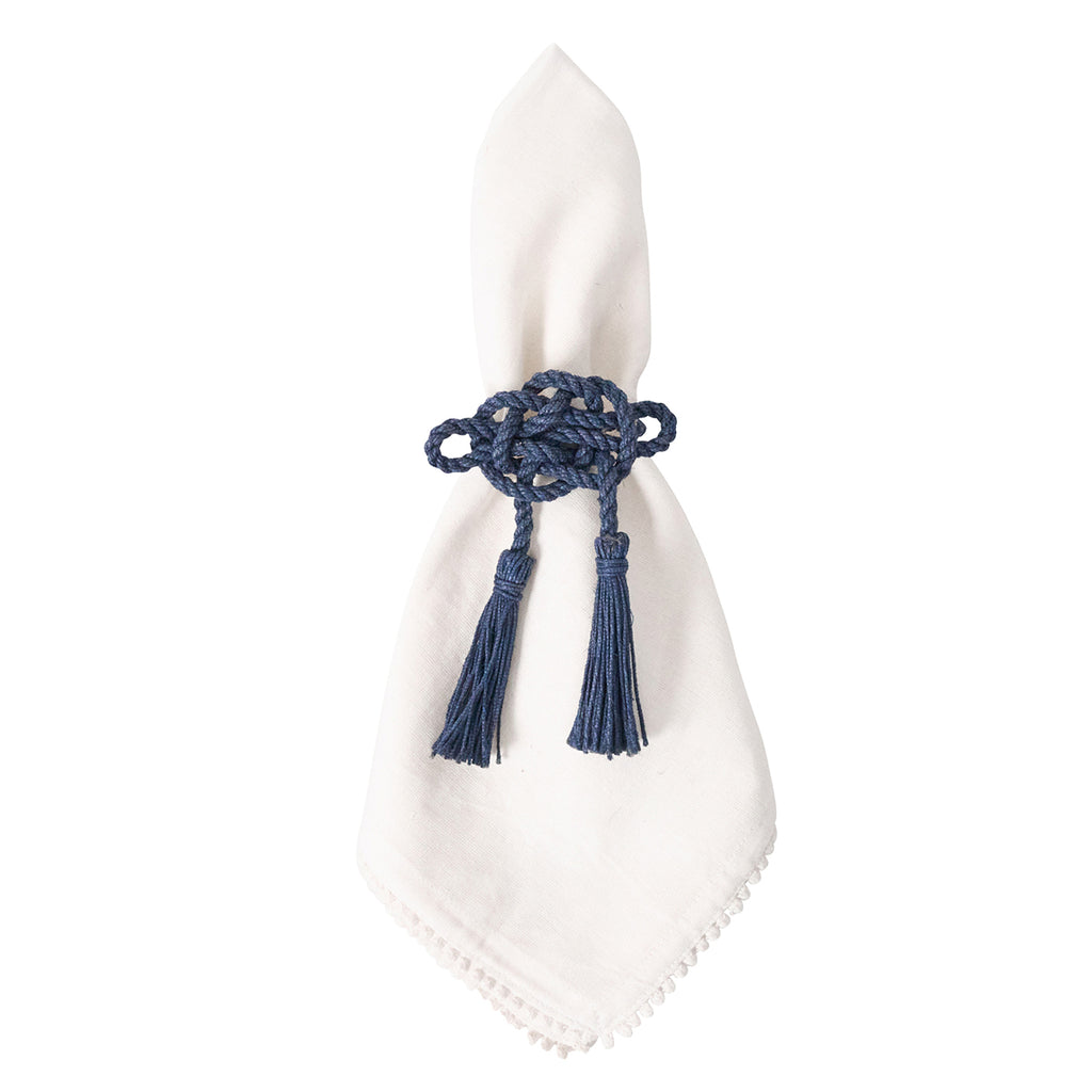 Mystic Knot Napkin Ring in Navy, Set of 4