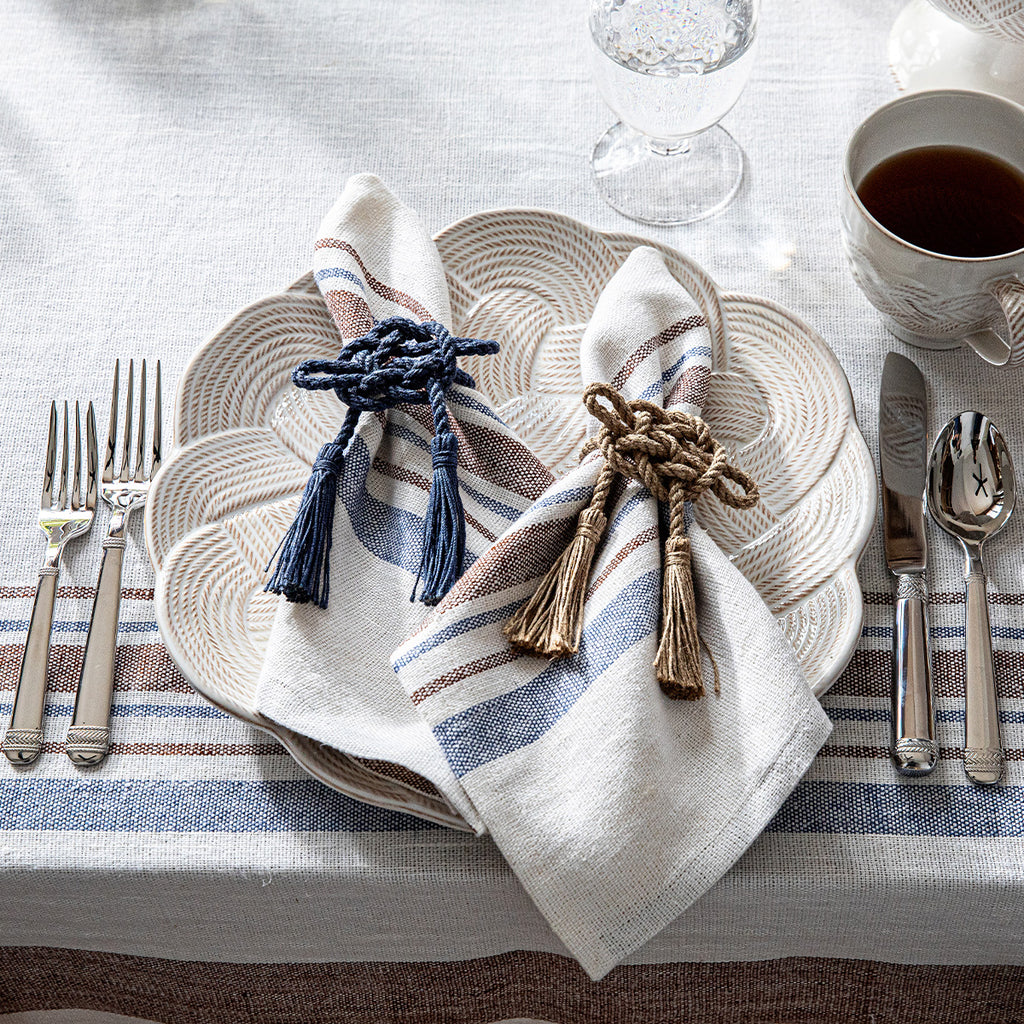 Mystic Knot Napkin Ring in Navy, Set of 4