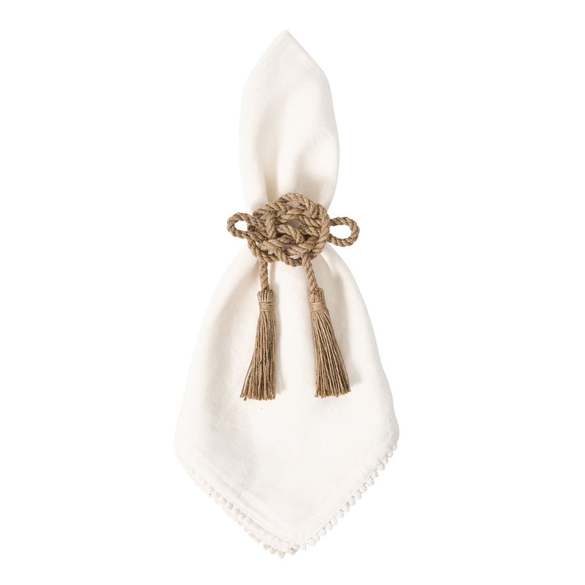 Mystic Knot Napkin Ring in Taupe, Set of 4