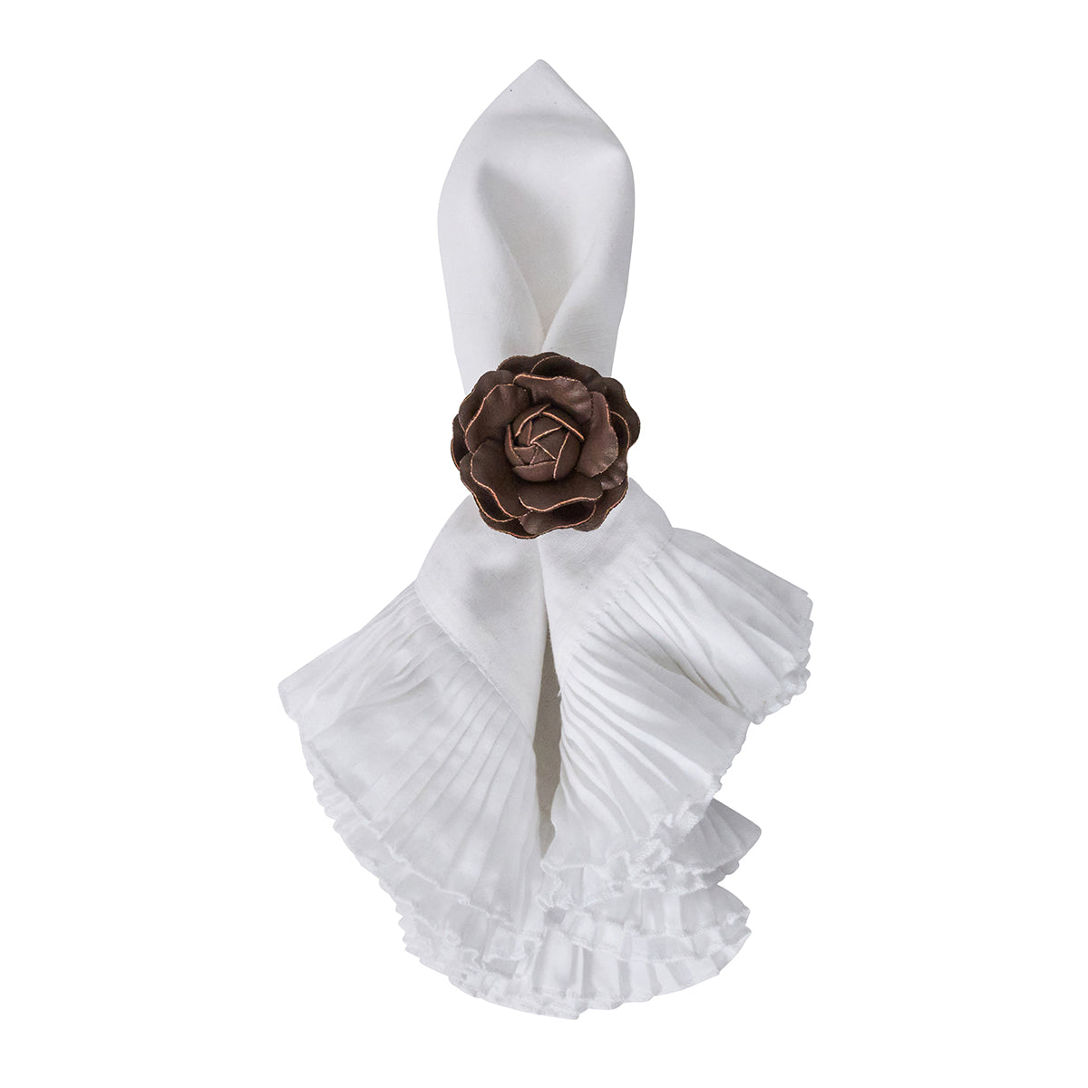 Camellia Napkin Ring in Brown, Set of 4