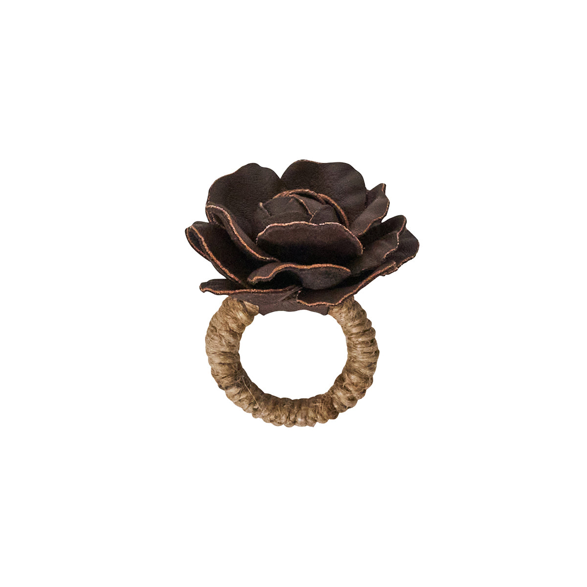 Camellia Napkin Ring in Brown, Set of 4