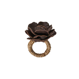 Camellia Napkin Ring in Brown, Set of 4