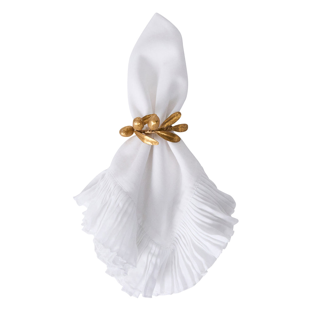 Forest Walk Leaf Napkin Ring Assorted  in Gold, Set of 4