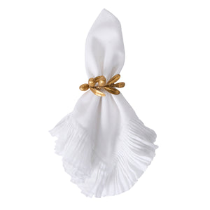 Forest Walk Leaf Napkin Ring Assorted  in Gold, Set of 4