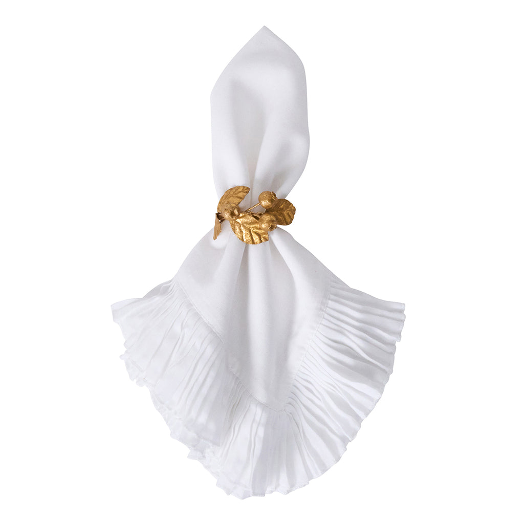 Forest Walk Leaf Napkin Ring Assorted  in Gold, Set of 4