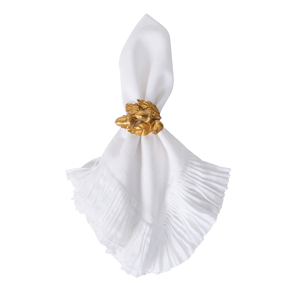 Forest Walk Leaf Napkin Ring Assorted  in Gold, Set of 4