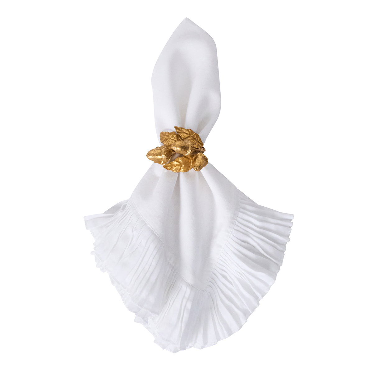 Forest Walk Leaf Napkin Ring Assorted  in Gold, Set of 4