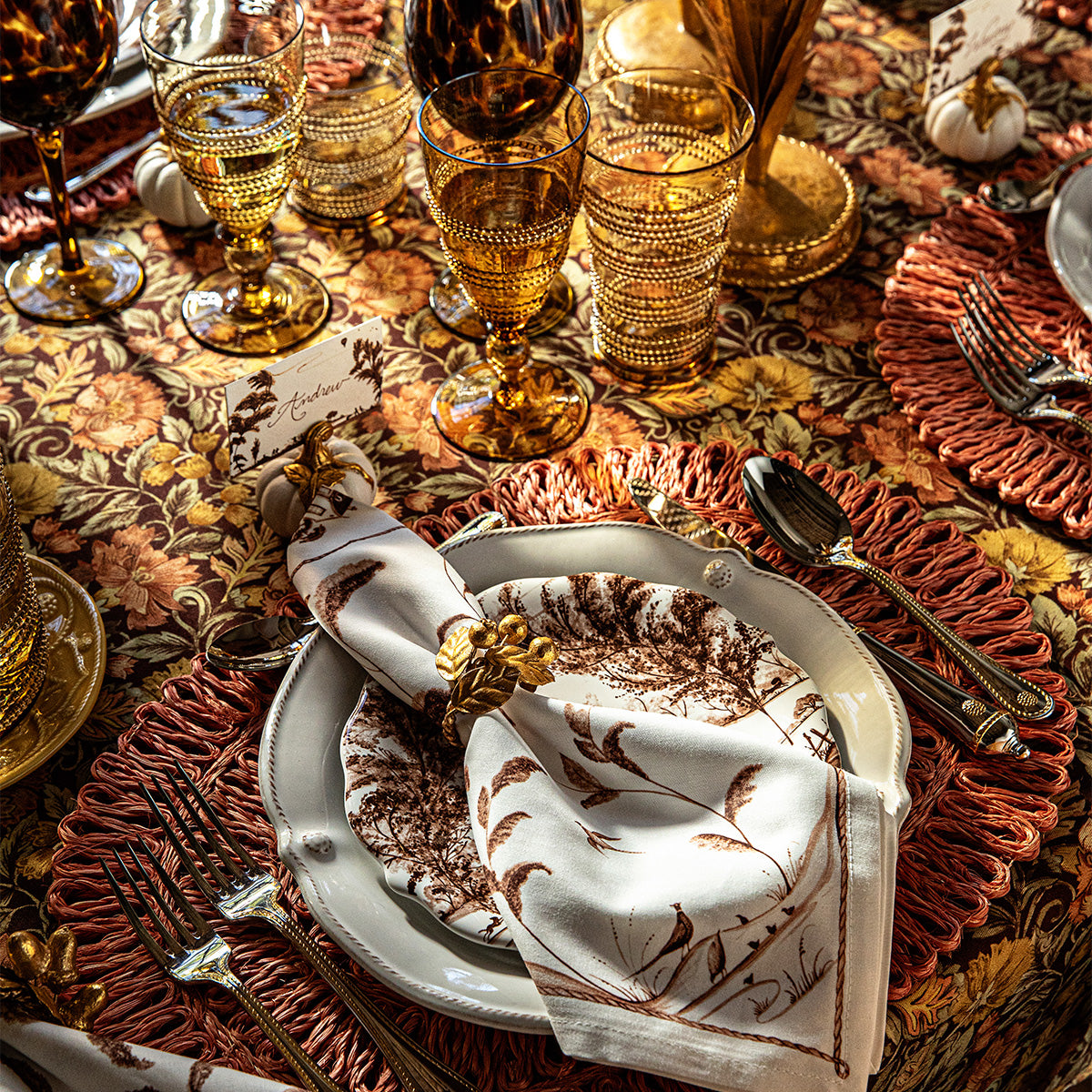 Forest Walk Leaf Napkin Ring Assorted  in Gold, Set of 4