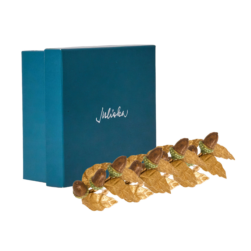 Forest Walk Acorn Napkin Ring in Multi, Set of 4