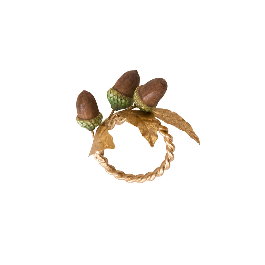 Forest Walk Acorn Napkin Ring in Multi, Set of 4